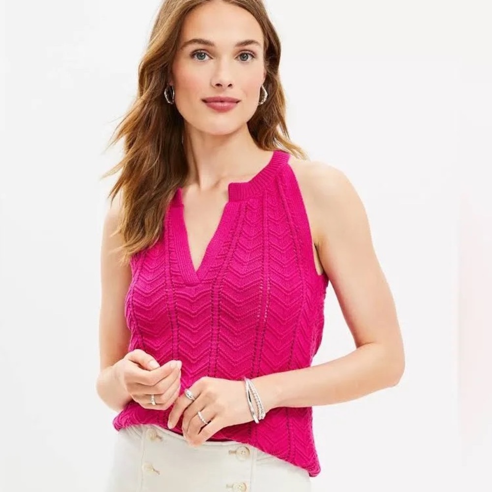 LOFT Fushia Knit Halter Sweater